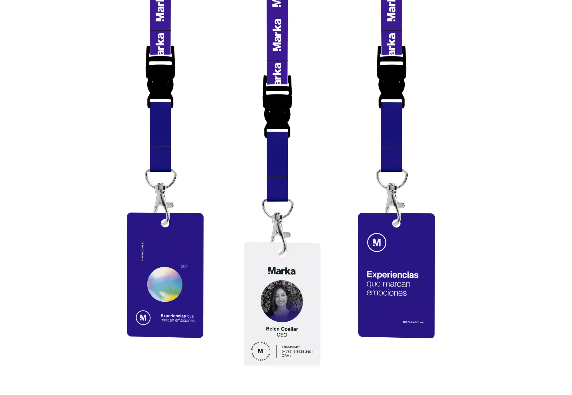Tarjeta de identificación personalizadas de acuerdo a la identidad visual de Marka Comunicación Estratégica