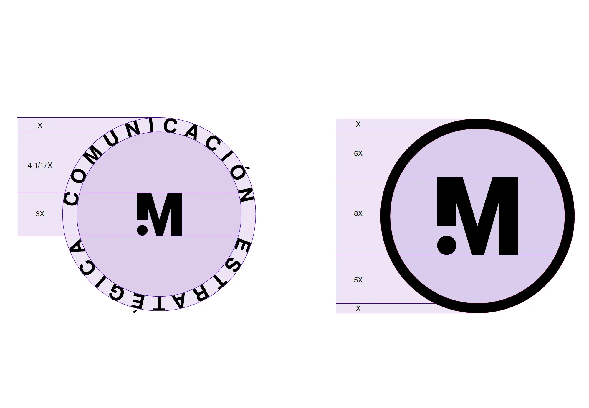 Proporciones para el monograma diseñado en Quito para Marka Comunicación Estratégica