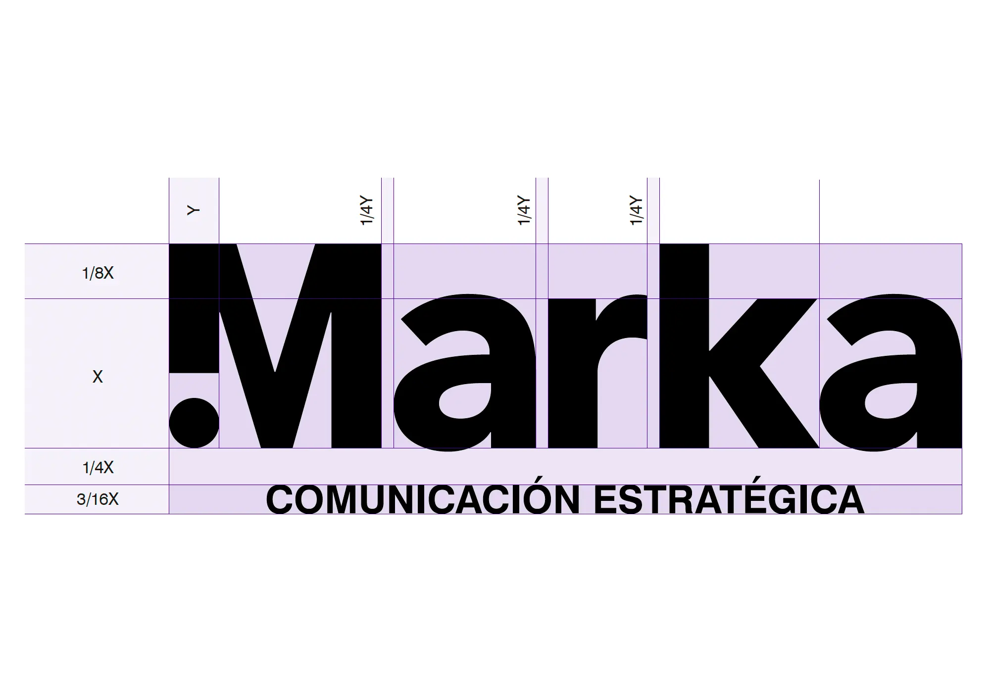 Proporción del logotipo de Marka Comunicación Estratégica en Cumbayá
