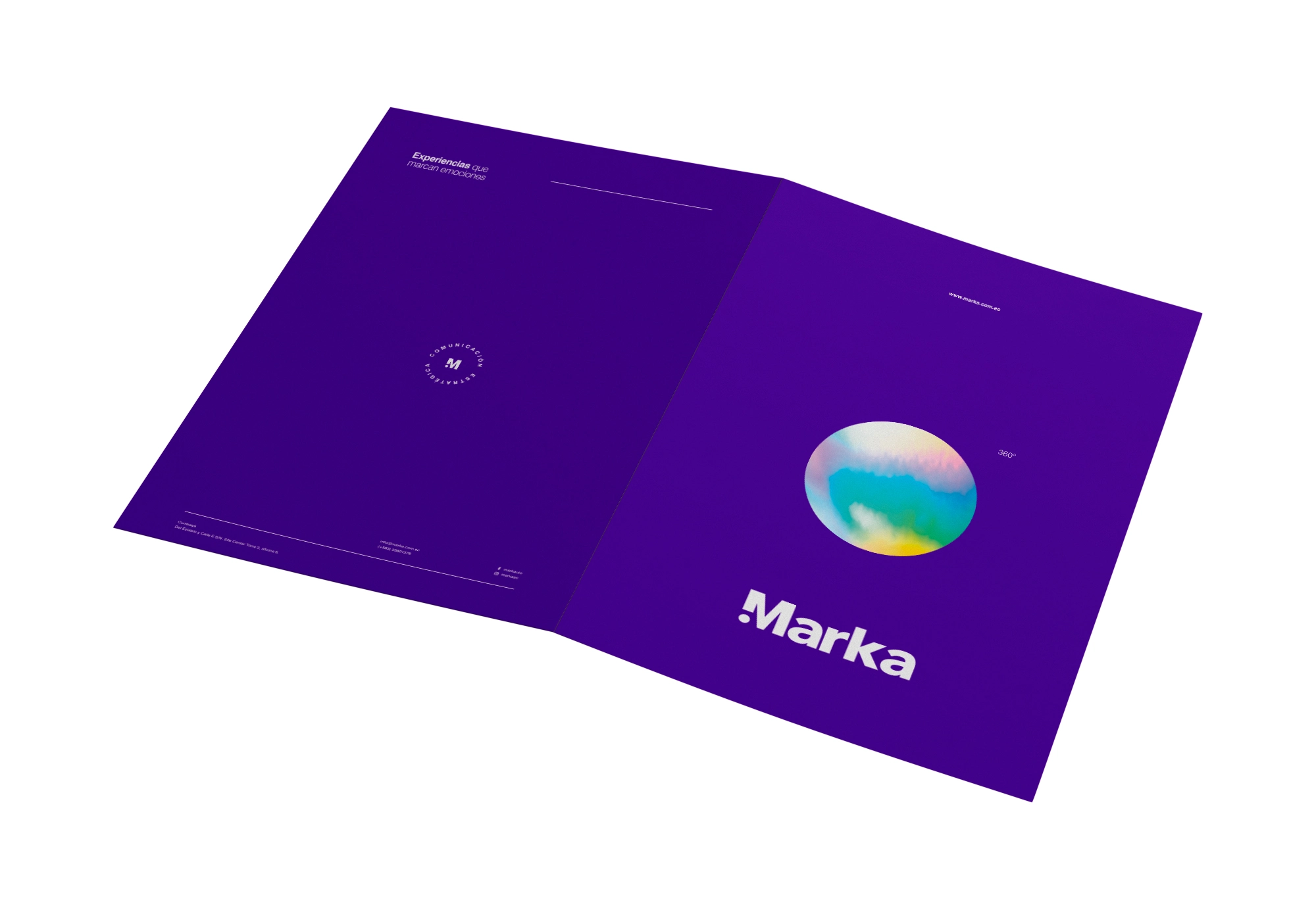 Carpeta corporativa diseñado como parte del branding para Marka Comunicación Estratégica
