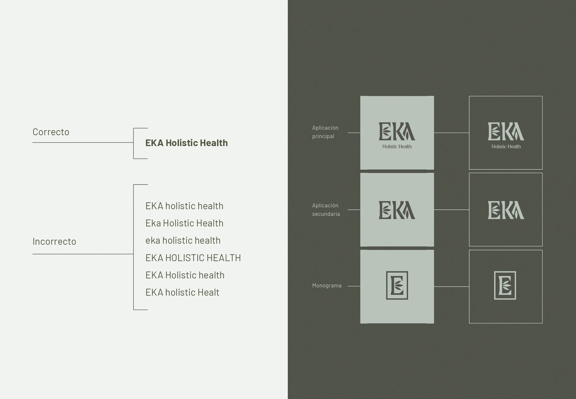 Identidad visual y escrita para EKA Holistic Health en Loja